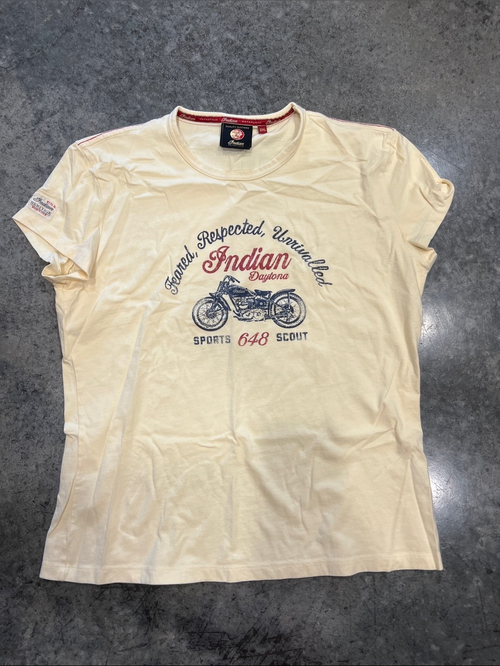 Indian Heritage Short Sleeve Tee in Cream with Red Accent